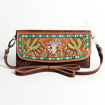 American Darling Wallet Hand Tooled Genuine Leather Western Women Bag | Handbag Purse Wristlet Travel Clutch
